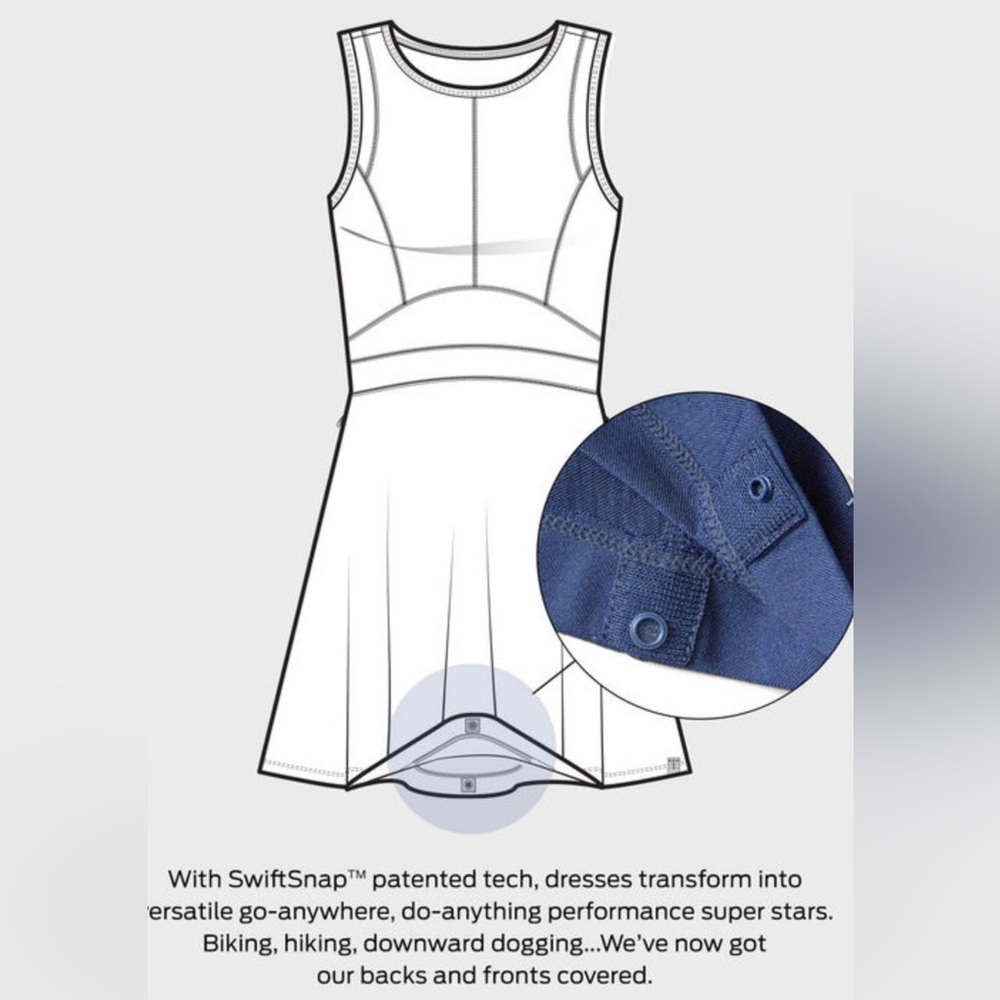 Title Nine Blue Leaf-Print Sleeveless Mini Dress - Picture 6 of 12
